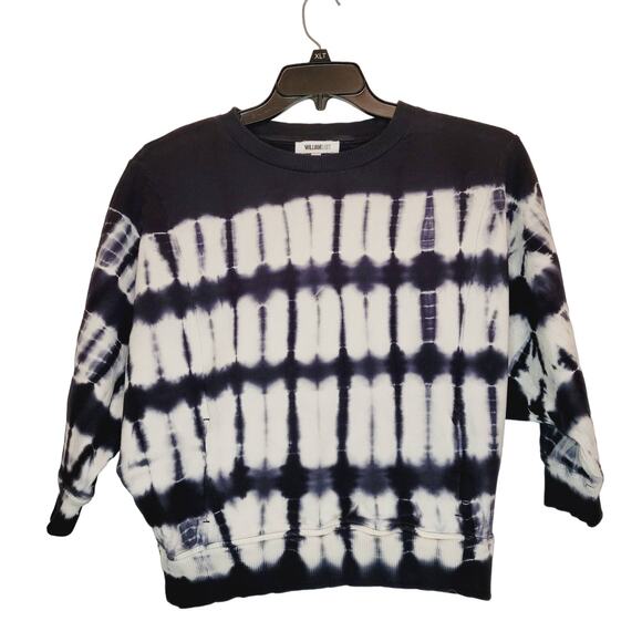 William Rast Tops - William Rast womens black and white tie dye cotton dolman sleeve sweatshirt Sz S